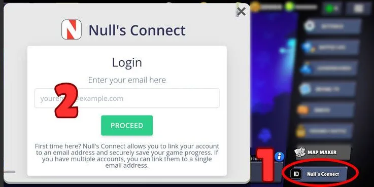 Null's Connect - zapisywanie konta.