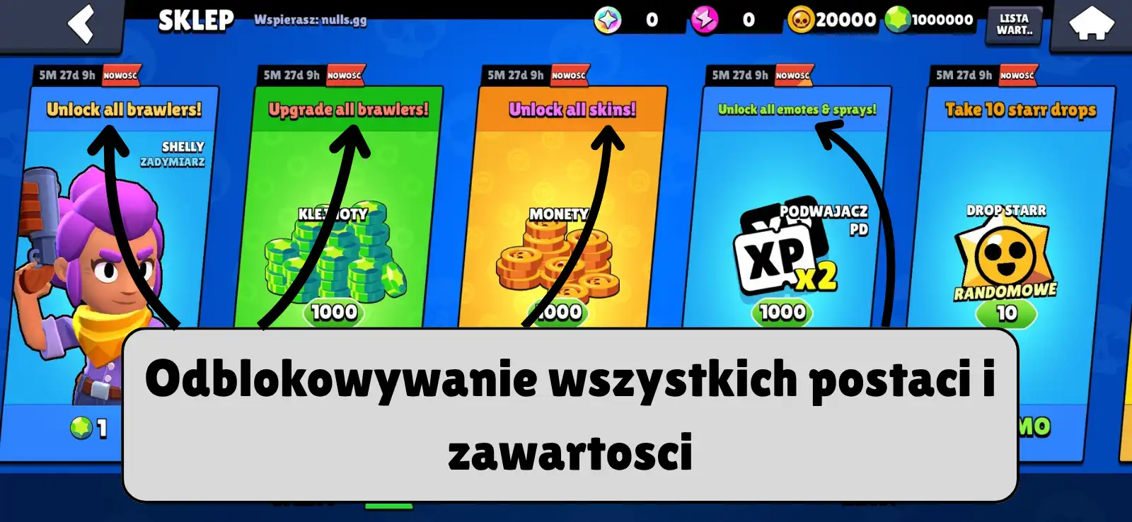 Odblokowywanie wszystkich postaci Nulls Brawl.